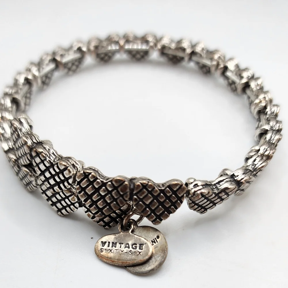 Alex & Ani Silver Vintage Sixty-Six Heart Bracelet - Picture 6 of 9